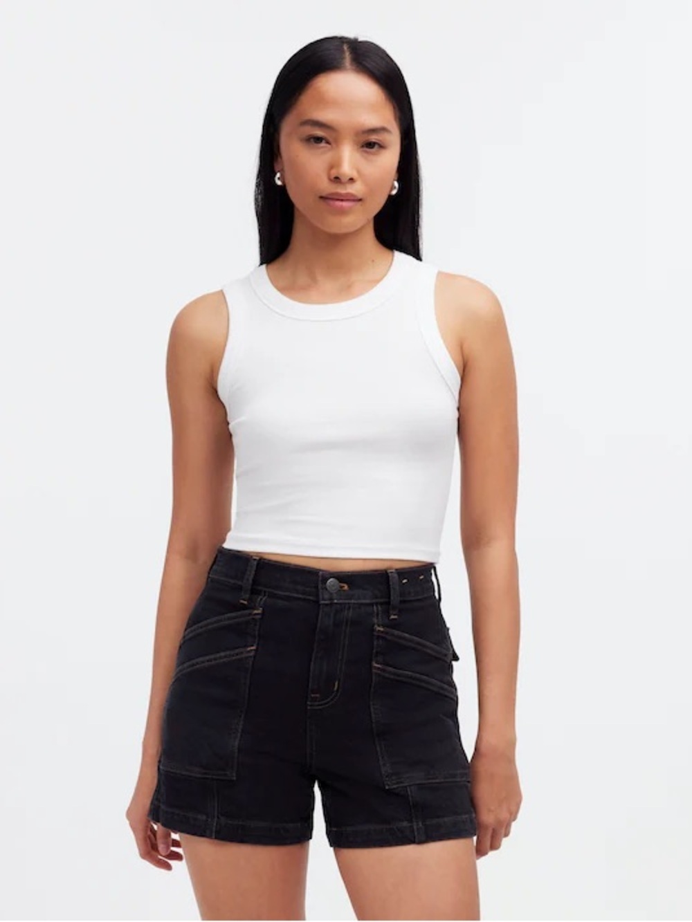 Madewell Black High-Rise Utility Denim Shorts